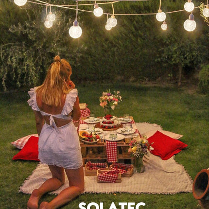 Solatec Led Smart String Lights, Shatterproof 25 RGBW Bulbs Color Changing IP65 Waterproof Light App Control with DIY Color Scenes, Music Modes, Bluetooth 21.2ft Globe Lights for Backyard Porch