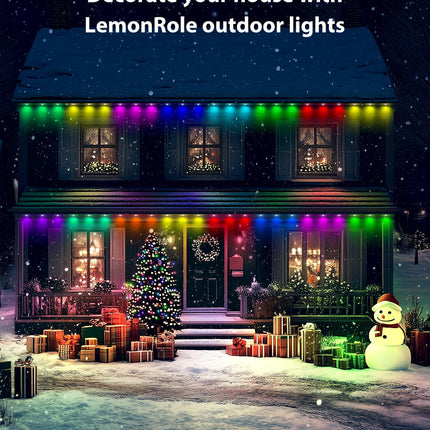 Permanent Outdoor Lights, 180ft with 132 LED Smart RGB+Warm White Eave Lights with 44 Scene Modes, IP67 Waterproof for Halloween, Christmas, Holidays, Works with App, Alexa, Google Home