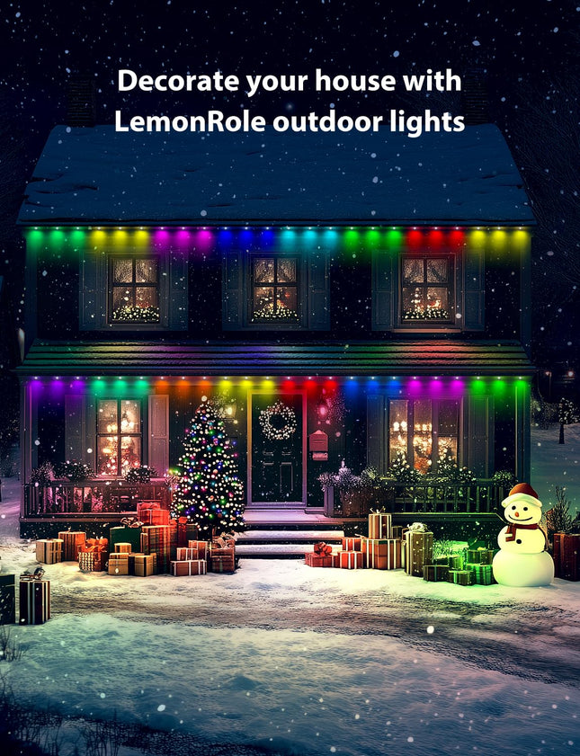 Permanent Outdoor Lights, 180ft with 132 LED Smart RGB+Warm White Eave Lights with 44 Scene Modes, IP67 Waterproof for Halloween, Christmas, Holidays, Works with App, Alexa, Google Home