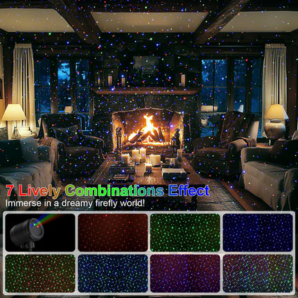 Christmas Decoration,Laser Christmas Projector Lights Outdoor,MOSSNDAR Moving RGB Laser Projection Light,Firefly Light Show with RF Control,Waterproof Holiday Projector for Xmas Garden Party Year