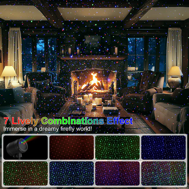 Christmas Decoration,Laser Christmas Projector Lights Outdoor,MOSSNDAR Moving RGB Laser Projection Light,Firefly Light Show with RF Control,Waterproof Holiday Projector for Xmas Garden Party Year