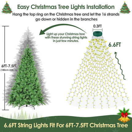 Christmas String Lights for Tree, 400 LEDs 6.6FT x 16 Strands 9 Modes Waterproof Waterfall Fairy Twinkle Lights with Remote & Timer for Decor