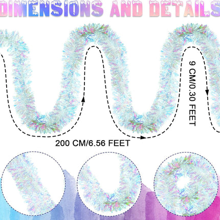 6 Pieces 39.4 Feet Christmas Tinsel Garland Blue White Strip Garland Xmas Party Metallic Tinsel Twist Garland Glitter Christmas Tree Hanging Wreath Decor for Holiday Outdoor Home (Simple Style)