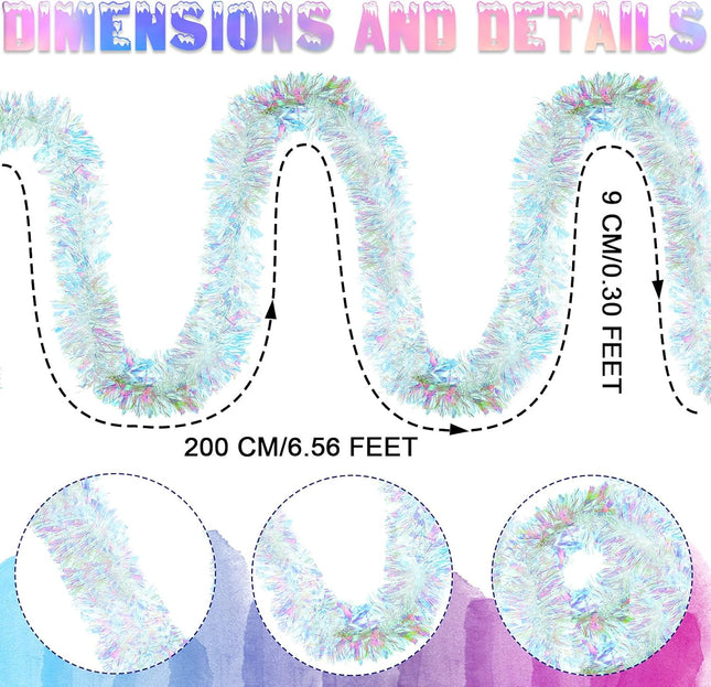 6 Pieces 39.4 Feet Christmas Tinsel Garland Blue White Strip Garland Xmas Party Metallic Tinsel Twist Garland Glitter Christmas Tree Hanging Wreath Decor for Holiday Outdoor Home (Simple Style)