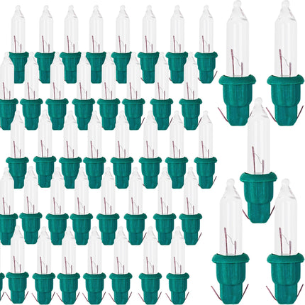 Dazzle Bright 60 Pcs Replacement Christmas Mini Light Bulbs, Warm White Incandescent String Light Bulbs with Green Base, 2.5 V Bulbs for Indoor Outdoor Xmas Tree Decor, 170 mA, 0.42 Watt