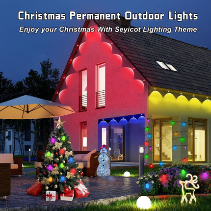 Permanent Outdoor Lights, Smart RGB Outdoor Lights with Remote & APP Control,100ft with 60 LED Eaves Lights 75 Scene Modes IP67 Waterproof for Christmas, Halloween Decor, Outdoor Decor