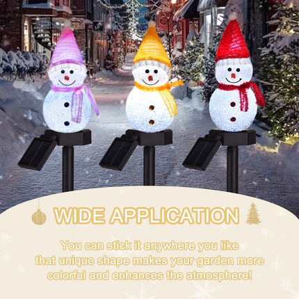3-Pack Solar Snowman Christmas Pathway Lights, Snowman Lights with Stake Outdoor Waterproof, Outdoor Decorative Lights for Garden Yard Street Pathway Park Christmas Wedding