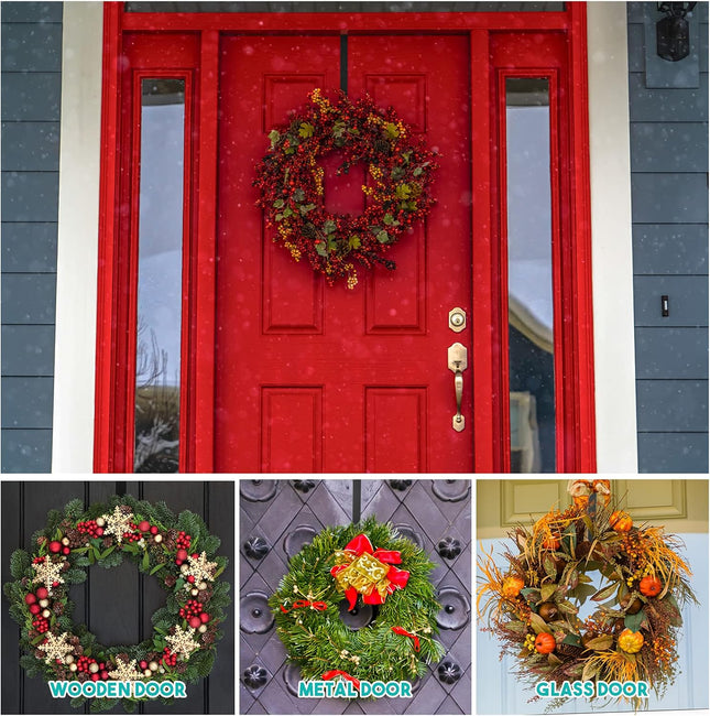 Ferraycle 8 Pieces 15 Inch Wreath Hanger for Front Door Decoration Long Metal Christmas Wreath Decoration Hook Over The Door Single Hook Door Hook for Hanging Clothes Towels Coats