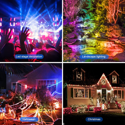 RGB Outdoor LED Flood Light 50W Color Changing Floodlights Spotlights Landscape Lighting Fixture Waterproof Landscaping Spot Light for Yard Garden Driveway Pathway Garden IP66 Waterproof (4 Pack)