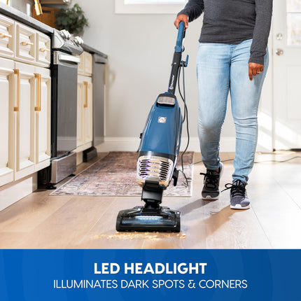 Vacmaster Ub0302E Bagged Upright Vacuum Lightweight Cleaner 2Motor Power Suction With Hepa Filtration, Led Headlight For Pet Hair, Carpet And Hardwood Floor, Blue
