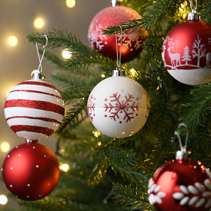 Valery Madelyn Christmas Tree Decorations Set, 16ct Red and White Shatterproof Christmas Ball Ornaments Bulk, 3.15 Inch Traditional Hanging Ornaments for Christmas Trees Xmas Holiday Party Decor