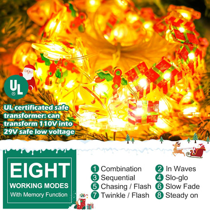 Christmas String Lights - 70LED 41ft Fairy Lights with Santa Box & Jingle Bell - Timing Function Christmas Lighting for Yard Bedroom Fence House Party Xmas Tree Garland Christmas Decorations