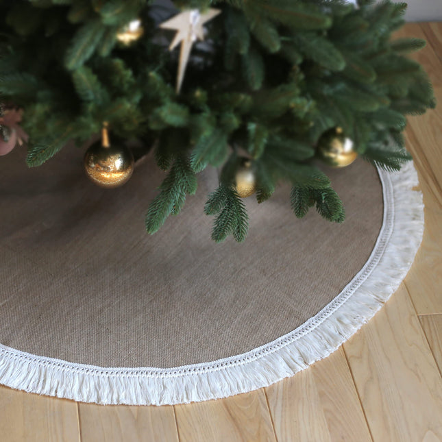Your Magic Moment Christmas Tree Skirt 36', Burlap Christmas Tree Decorations, Christmas Tree Collar Boho Christmas Decor, Brown Christmas Ornaments (Medium)