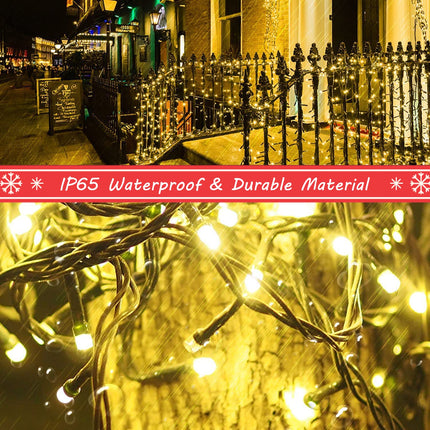 Christmas Lights Outdoor, 105FT 300 LED Christmas Tree Lights Indoor with 8 Modes, End-to-End Plug, UL , Waterproof Fairy String Lights for Xmas Tree Decorations Garden Party(Warm White)