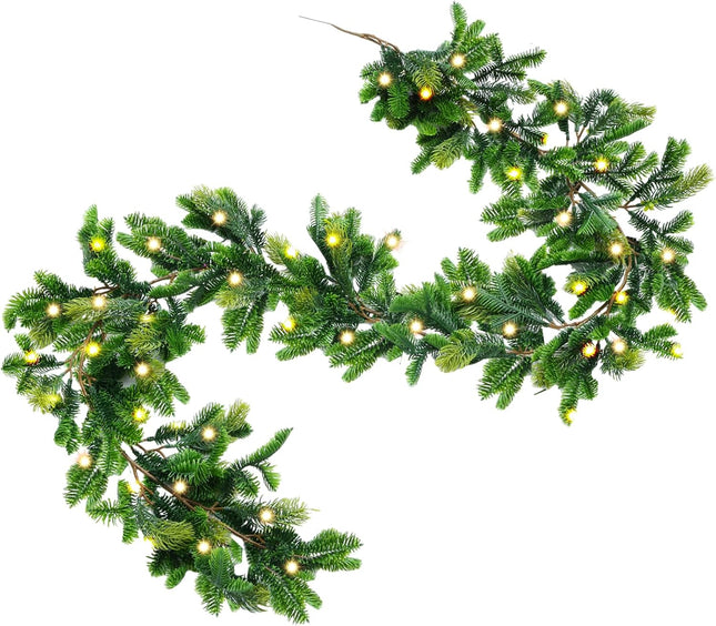 CEWOR 6FT Christmas Garland 100 LED Artificial Pine Garland, Arctic Spruce Christmas Greenery Garland for Winter Holiday Indoor Outdoor Christmas Decor