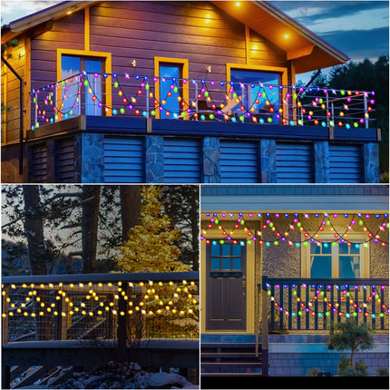 Christmas Lights Outdoor, 34FT 380 LED Christmas String Lights Extendable Waterproof 11 Lighting Modes ColorChanging with Remote Half-Round Christmas Lights for Eaves Yard House Wedding Party
