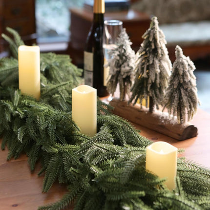 Perfnique 6 Ft Christmas Norfolk Pine Garland with Lights, Outdoor/Indoor Greenery Garland Artificial Winter Garland, Real Touch Garland for Mantle Fireplace Table Wall Home Holiday Seasonal Decor