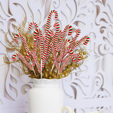 12 Pcs 16 Inch Christmas Plush Stuffed Candy Cane Ornaments Christmas Tree Picks Striped Xmas Tree Topper Decor for Home Vase Fller DIY Crafts Party Supplies(Red, White, Green)