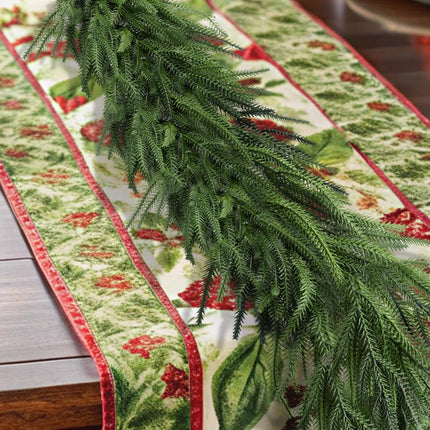 6FT Christmas Garland Realistic Real Touch Norfolk Pine Garland Decoration Winter Greenery Garland for Mantel Fireplace Table Centerpiece Decor