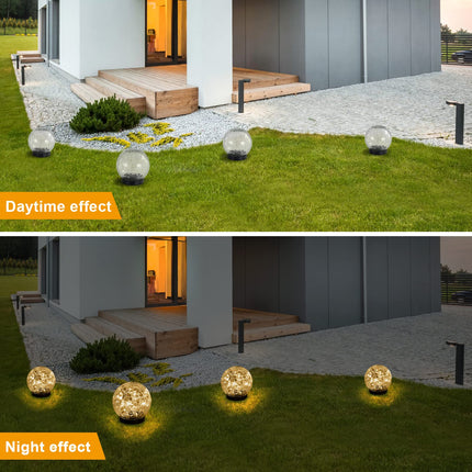 Outdoor Decor Solar Lights Garden Lights Solar Globe Lights Solar Balls for Garden Pathway Lights Solar Garden Decor 3 Pack for Decorations Lawn (Medium 3 Pack, Warm White-3)