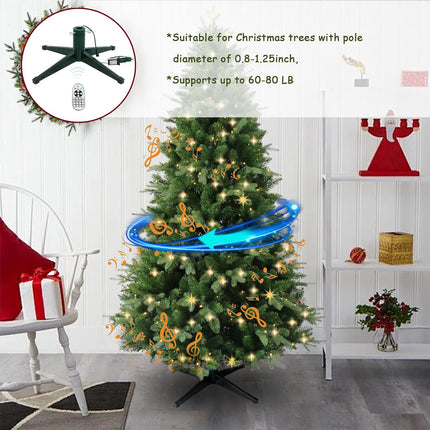 Rotating Christmas Tree Stand, Adjustable Tree Stands with Remote Control, Music, Adapter, Artificial Christmas Tree Stand for Up to 10 FT 80 LB Tree