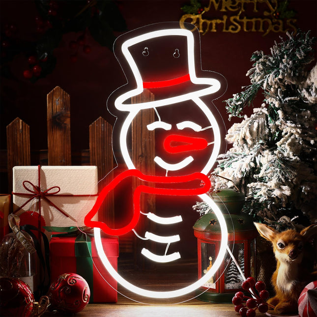 Snowman Neon Sign for Wall Decor Dimmable Christmas Neon Signs Night Light up Neon Snowman Winter LED Neon Signs Christmas Lights with USB for Living Room Bedroom Home Party Decor(Snowman)