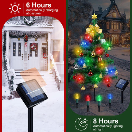 Ninonly Christmas Decorations Outdoor 2 Pack Solar Christmas Tree Strawberry Lights Waterproof Pathway Lights for Yard Xmas Holiday Outside Christmas Decorations