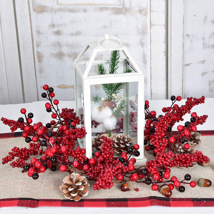 Artiflr 6 Feet Red Berry Garland Clearance, Christmas Garland Wired Stems with Bulk Assorted Large Berries and Berry Clusters Rustic for Holiday Fireplace Table Runner Centerpiece Decor