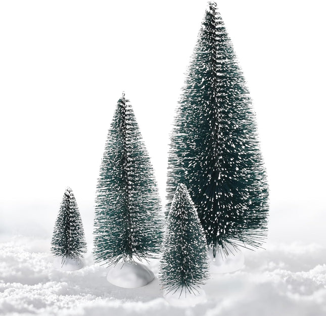 Mini Snow Frost Trees Mini Christmas Tree Plastic Winter Snow Ornaments Tabletop Trees for Holiday Party DIY Room Decor Home Table Top Christmas Decoration Diorama Models 4PCS (2", 3", 5", 8")