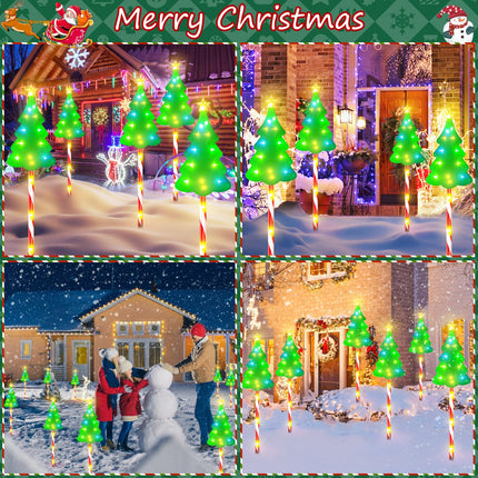 26'' Larger Christmas Decorations Outdoor, 102 LED Solar Christmas Lights Outdoor Candy Cane Tree Lights, 10 Modes Waterproof Solar Outdoor Christmas Decorations for Yard Garden Pathway Outside - 6PK