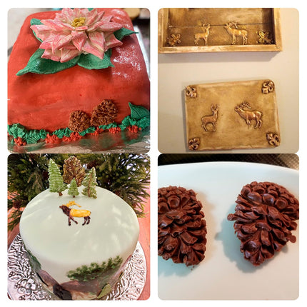 Christmas Tree Silicone Molds, Pine Cone Pine Tree Chocolate Molds, Elk Fondant Kitchen Baking Mold for Christmas Theme Cake Decoration Cake Topper Candy Sugar Craft Gum Paste Clay Resin