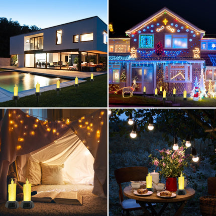 Solar Christmas Candles Lights Outdoor, 4 Pack LED Flameless Candles with Flickering lighting, Waterproof Solar Outdoor Lights for Camping Garden Landscape Yard Thanksgiving Holiday Decorations