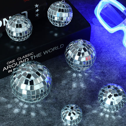 MTLEE Christmas Disco Balls Ornaments Hanging Mini Mirror Disco Balls with Rope Different Size Cake Topper Bulk Disco Themed Party Decorations Birthday Supplies(2.4 Inch, 2 Inch, 1.6 Inch, 1.2 Inch)