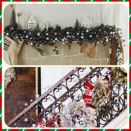 Jutom Glitter Star Garland Banner Christmas Party Decoration Sparkling Bunting Sliver Banner Hanging Decoration Wall Decor 72 Inch for Birthday Wedding Christmas Party Supplies Ladder Dress Up