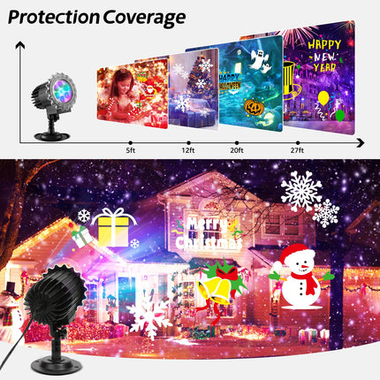 Matekxy Christmas Snowflake Decorations Projector Lights Outdoor, Latest Holiday Decor Light with 10 Holiday Slides 80 Patterns for Halloween Thanksgiving Year Easter Birthday
