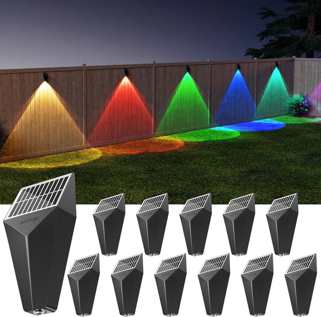 Jackyled 2024 Solar Fence Lights, 50 Lumens Bright Fence Lights Solar Powered, Outdoor Deck Lights 12 Pack, Waterproof Led Step