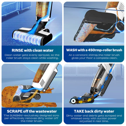 S11 Wet Dry Vacuum Cleaner, Selfcleaning System, Lightweight Cordless, Digital Display, Long Run Time,Vacuum & Mop & Wash 3 In 1 For Hard Floorscarpet