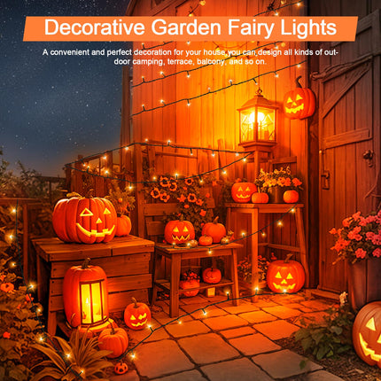 Solar String Lights for Halloween, Orange Halloween String Lights 39.4ft 120LED 8 Modes for Garden Yard Patio Tree Christmas Deorations