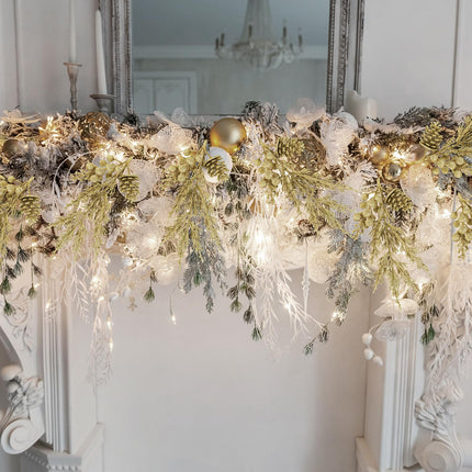 Winlyn 12 Pcs Christmas Artificial Pine Branches Champagne Glitter Pine Needles with Pinecone and Berries Christmas Floral Picks 14.2" for Champagne Christmas Tree Wreaths Centerpieces Holiday Décor