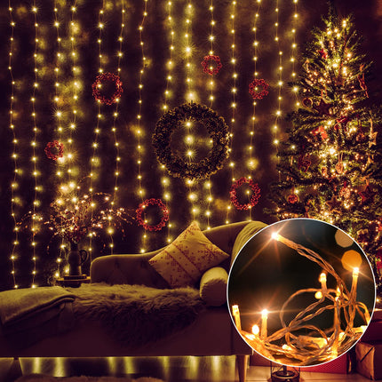 Twinkle Star 360 LED Icicle Lights for Outside - 29.5ft 8 Modes Christmas Lights Outdoor with 60 Drops, Plug in Fairy String Lights for Room Party Xmas Decorations, Warm White