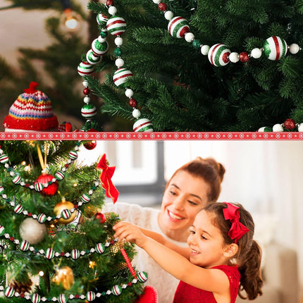 Dingion 15 Feet Peppermint Christmas Tree Bead Garlands Christmas Candy Cane Garlands Christmas Tree Balls Ornaments Xmas Tree Beads for holiday Fireplace Party Decorations (Vivid Ball)