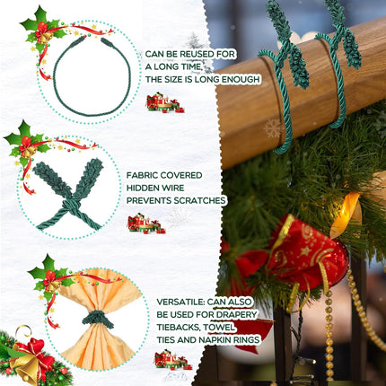 Zhengmy 20 Pcs 25 Inch Extra Long Christmas Garland Ties Christmas Decorative Twist Ties for Banister Reusable Flexible Twist Ties for Xmas Holiday Home Decorations Christmas Craft Wrapping(Green)