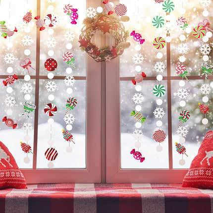XunYee 78 ft Candyland Christmas Trees Decorations Christmas Candy Garland Red and Green Candy Cane Lollipop Snowflake Dot Peppermint Hanging Garland for Xmas Holiday Year Party Decor