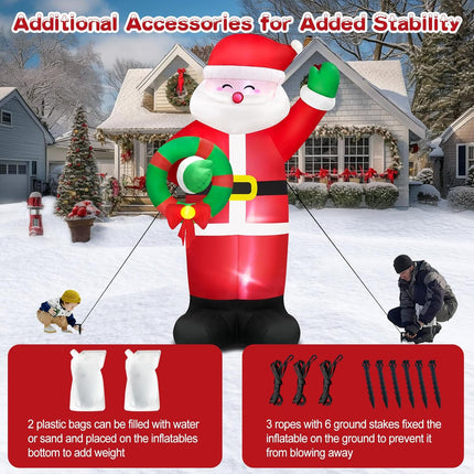 Danxilu 14FT Giant Christmas Inflatable Santa Claus Outdoor Decorations, Christmas Blow Up Santa with Wreath Built-in LED Lights for Yard Patio Garden Lawn Hall Holiday Party Xmas Decor