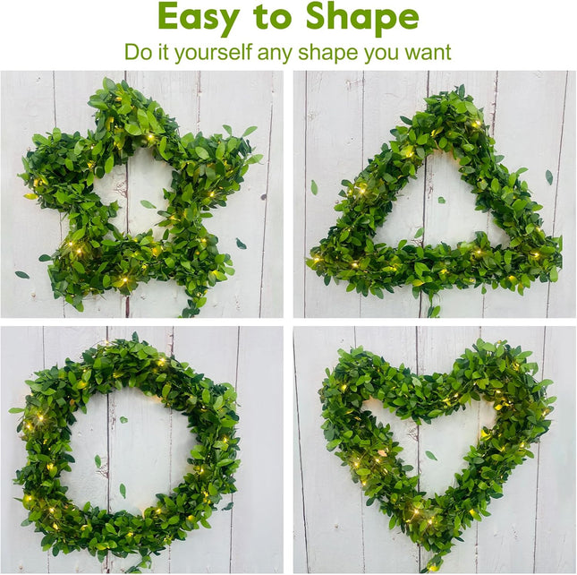 Battery Operated Vine String Lights, 33 Ft 100Led 8 Modes, Warm White Light with Green Vine, Suitable for Indoor and Outdoor, Wedding, Garden, Party, Fence,Room，Christmas, Home Decoration