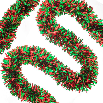 33FT Christmas Tinsel Garland Red Green Metallic Tinsel Twist Garland Hanging Foil Garland for Xmas Tree Decoration Wedding Party Supplies (Red Green)