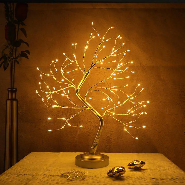 Tabletop Tree Light 108 LED Timer Function with Adjustable Twinkle Branches Bonsai Tree Lights 8 Lighting Modes Golden Branch for Room Home Bedroom Party Decor（Warm White）