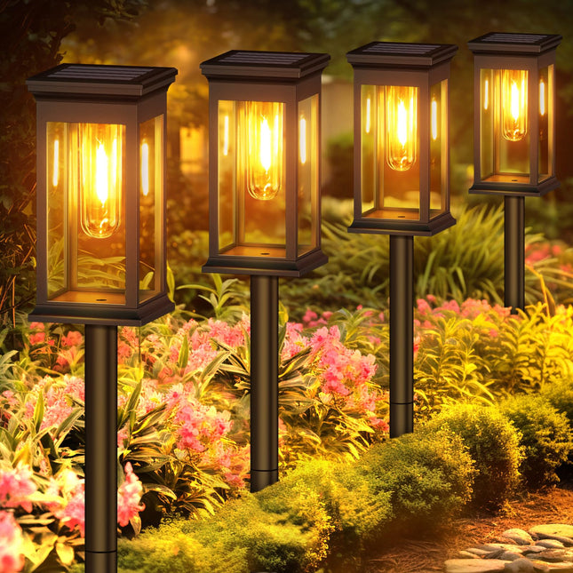 KOOPER 2 Pack Solar Pathway Lights - Unique Waterproof Garden Lights for Outdoor Patio Yard Lawn Walkway - Auto On/Off