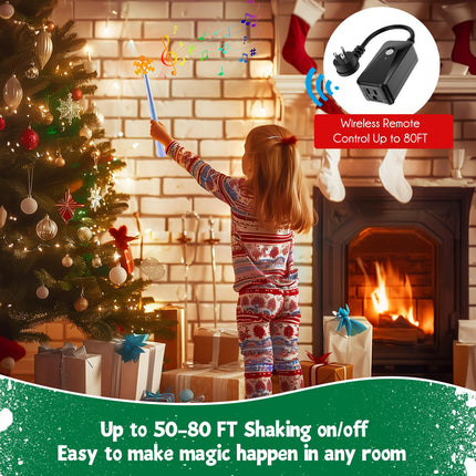 Wireless Remote Control Outlet, Wireless Switch Magic Lights Wand for Christmas Tree Lights and Decoration Lights, Remote Switch Kit with Music, Ideas for Kids Friends Family, Silver