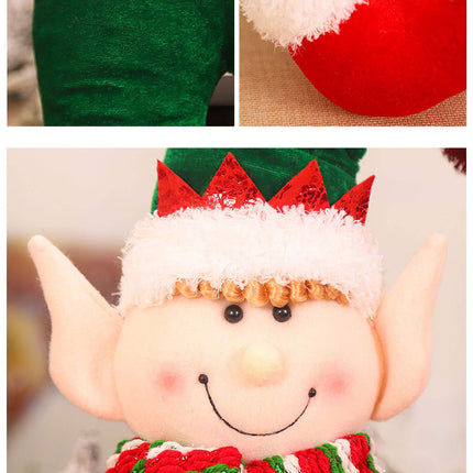 Christmas Xmas Tree Toppers Top Decoration Xmas Home Ornaments Party Favors Funny Cute Elf Plush Doll Leg and Heads Body Green and Red